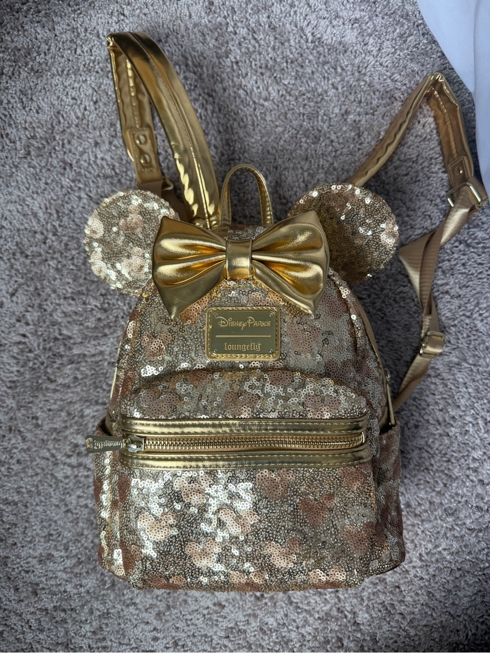 Loungefly Gold Sequin Minnie Ear Mini Backpack